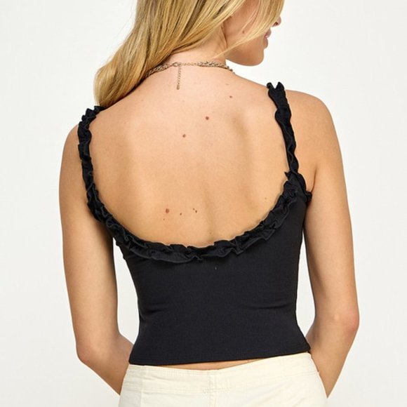 Lyndia Ruffled Ribbed Top - Picture 4 of 5